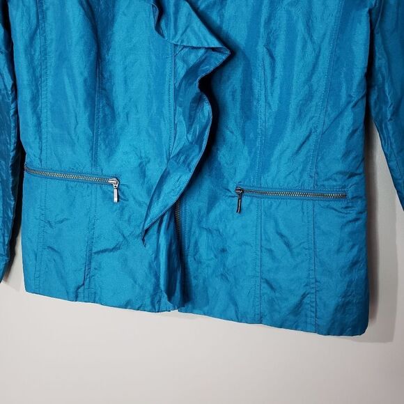 Kapalua Concept Size 6 Blue Ruffle Front Lightweight Jacket - Picture 3 of 9